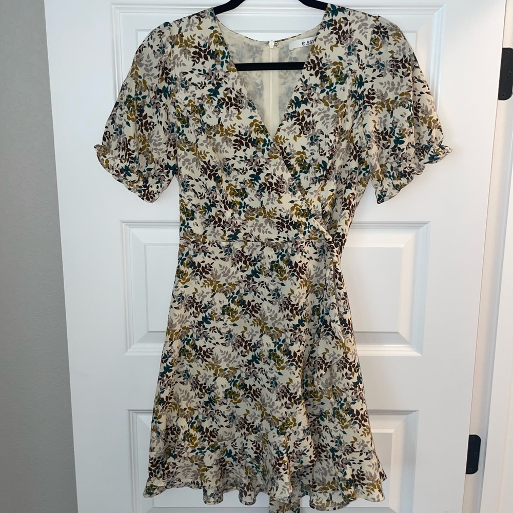 Fall floral mini tie dress